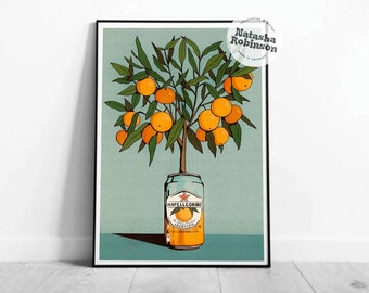 Naranjo y San Pellegrino / Wall Art Decor Illustrated Gardener Print A3 A4 / Bold Funky Vibrant Quirky