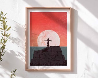 Breathe | Art Illustration Print | A3 A4 | Perranporth, Cornwall | Wild and Free Wall Decor