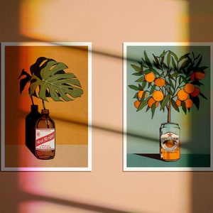 Monstera Plant & Red Stripe Beer Wall Art Ilustración Impresión ilustrada A2 A3 A4 Bold Funky Reggae Jamaica imagen 2