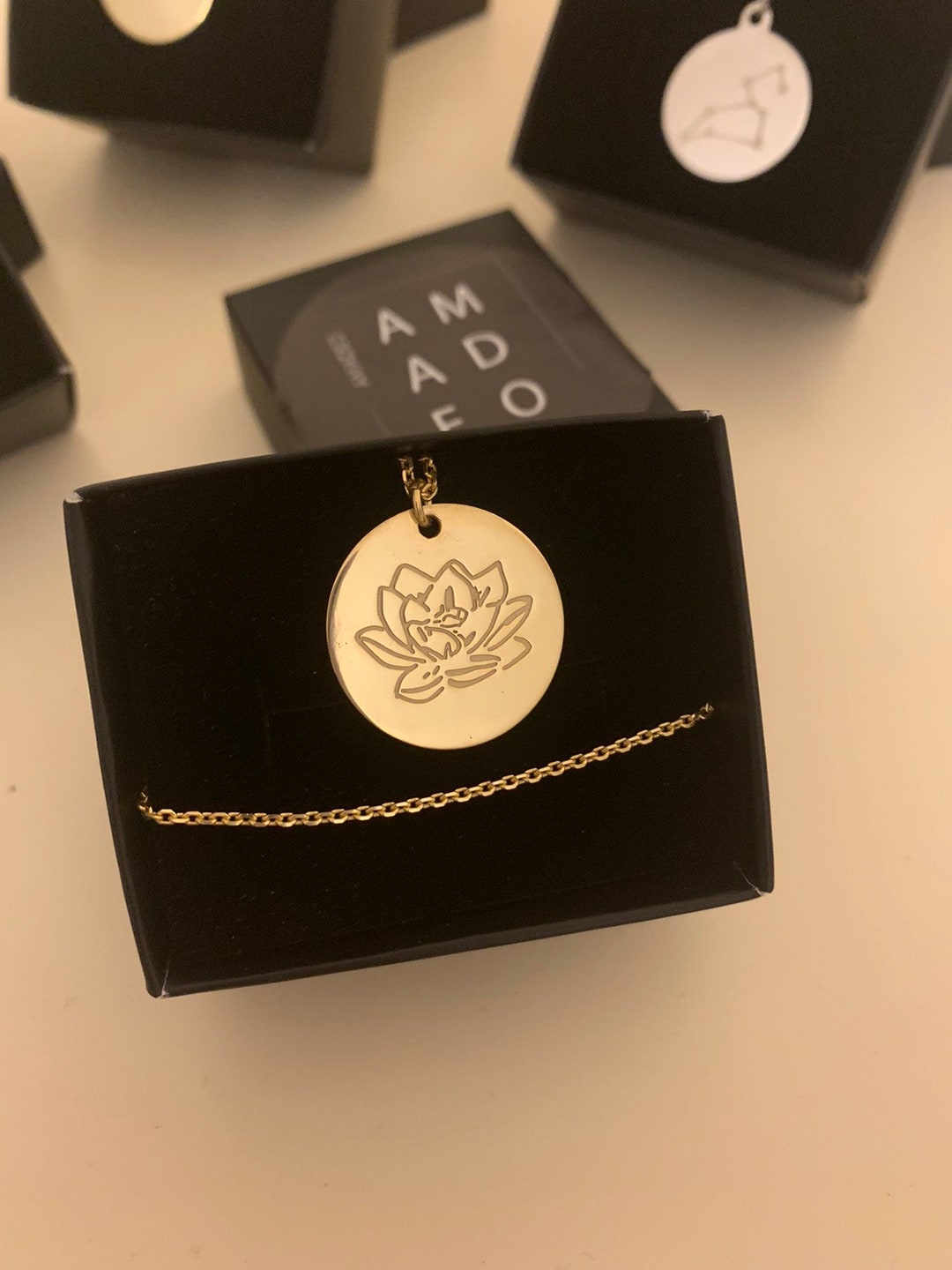 July Birth Flower Lotus /necklace Floral Pendant Necklace / Etsy