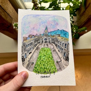 Carte postale de l'Université d'Édimbourg, Écosse avec enveloppe ou impression | Jolie carte faite main | à offrir ou à encadrer | Diplôme universitaire
