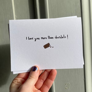 Carte de Saint-Valentin Je t'aime plus que du chocolat | Je t'aime | Barre de chocolat | Jolie carte d'amour pour lui/elle, petit ami/petite amie/maman/papa