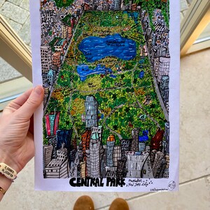Carte de Central Park Imprimer | Édition limitée A4 NYC Illustration | Décoration intérieure | NYC Artwork | | de croquis de Central Park | d’affiches A4 Manhattan