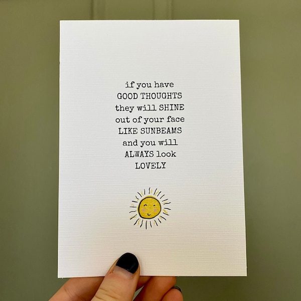 Sunshine and Good Thoughts Roald Dahl Quote Print | Sunbeams Illustration, Kids/Adults | You Look Lovely | Cute, Quirky, Sweet, Gallery Wall