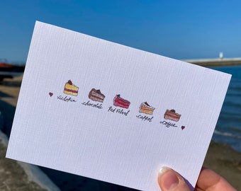 Cake Slices Birthday Card | Watercolour Greeting Card | Birthday Cake | Personalisation Available | Occasions and Celebrations