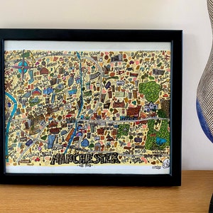 Manchester Karte Drucken | Limitierte Auflage illustrierte Landkarte |  A4 Druck | Wohnkultur | England Illustration | Hanau Kunstwerk | Promarker