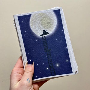 Sterne beobachten mit Ihnen Karte | Leiter zu den Sternen | Valentinstag | Moon Celestial Artwork Karte | Du bist meine besondere Person | Sonne Mond Sterne