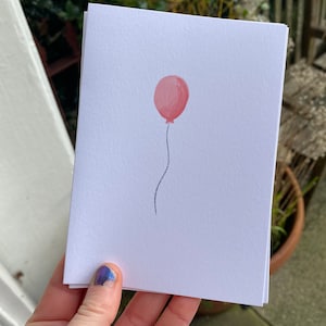 Ballon d'anniversaire rose/orange carte d'anniversaire | Joyeux anniversaire | Carte simple pour lui/elle/eux/eux