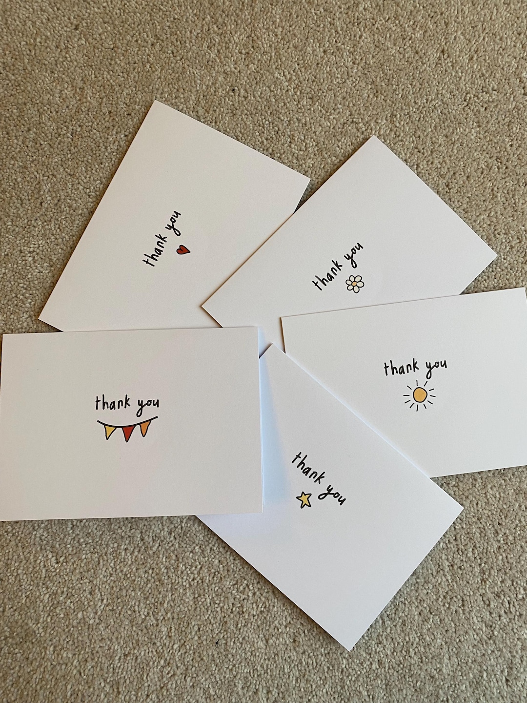 Thank You Card Pack of 5 | Cute Simple Designs | Greetings Cards ...