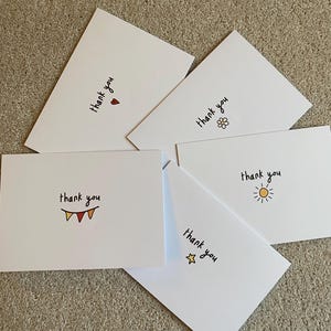 Danke-Karte 5er Pack | niedliche einfache Designs | Grußkarten | moderne Dankeskarte | A6 Dankeskarten für Freunde oder Familie