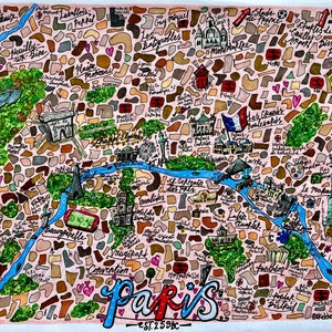 Paris Map Print | Limited Edition Illustrated Map |  A4 Print | Home Decor | Paris Artwork | Paris Illustration | A4 Poster