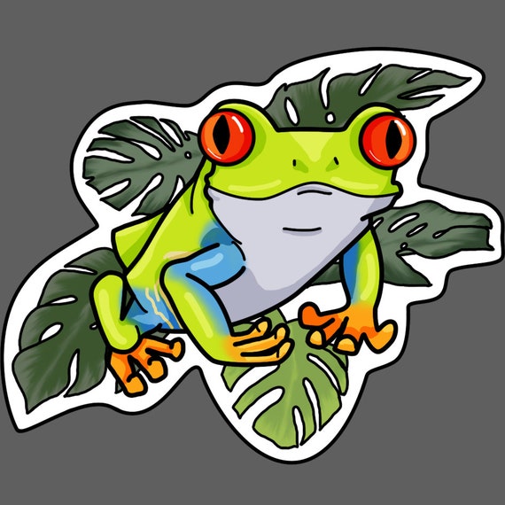Red Eyed Tree Frog Sticker - Etsy Red Eyed Tree Frog Sticker - Etsy