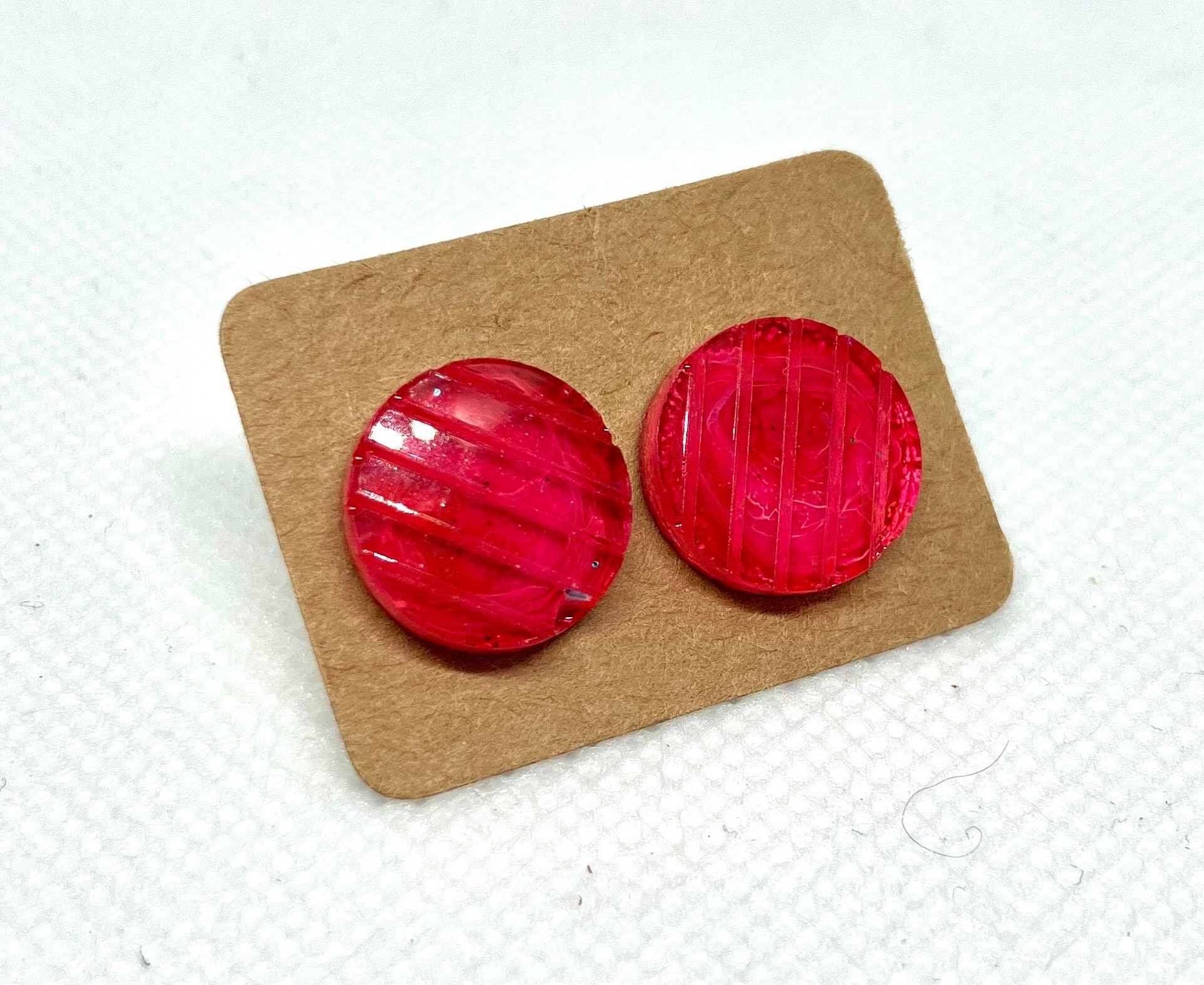 Vibrant Pink Circle Stud Earrings Etsy UK