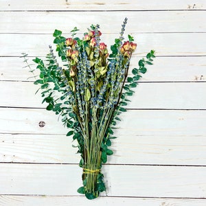 Fresh Eucalyptus Rose Lavender Bundle | Centerpiece | Bohemian Decor | Home Decor | Fragrant Eucalyptus | English Lavender | Real Eucalyptus