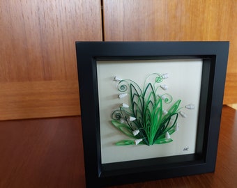 5x5 framed paper quilled lily of the valley