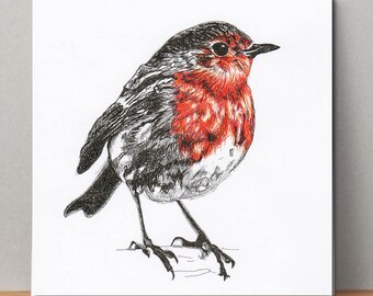 Hand-Drawn Robin Christmas Card: Festive Holiday Illustration