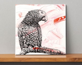 African grey parrot card - birthday, anniversary, blank inside