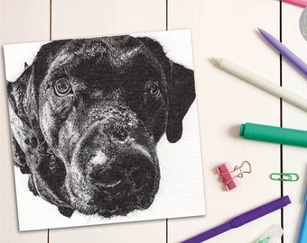 Black Labrador birthday card - hand illustrated design