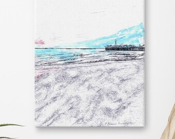 Brighton Pier Canvas Print | Sussex Coastal Wall Art | Modern Abstract Seaside Illustration