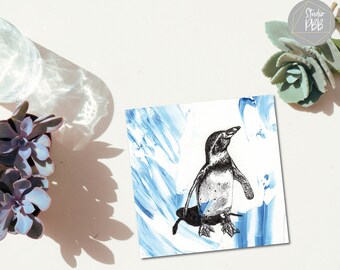 Penguin card | Penguin Birthday card | Thank you card | Humboldt penguin | Penguin Gift | Hand drawn illustration