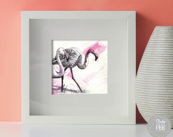 Tropical flamingo Giclée Print | Jungle Wall art | exclusive artwork | Colourful | Pink wall art | Baby girls room | Tropical décor