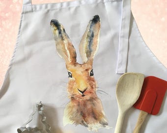 Christmas Gift Hare Apron | Bunny Kitchen Apron with Pockets | Ready to Gift Boxed | Animal Cooking Apron | Country Farmhouse Style