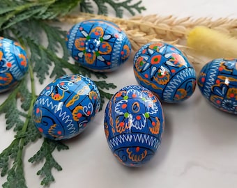 Set of 6 Small Ukrainian Painted Wooden Easter Eggs Ukraine Pysanky Pysanka