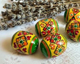 Set of 6 Small Ukrainian Painted Wooden Easter Eggs Ukraine Pysanky ...