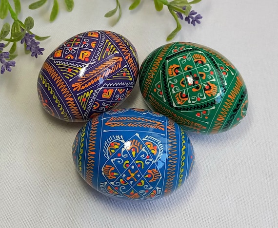 ウクライナのピサンカ 3 個セット、イースターエッグ、手作りの