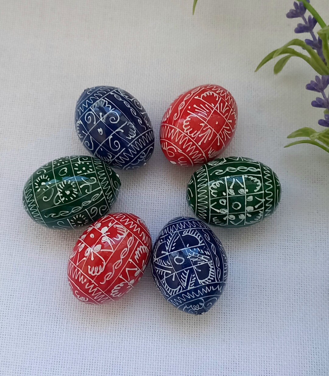 Set of 6 Small Ukrainian Painted Wooden Easter Eggs Ukraine Pysanky ...