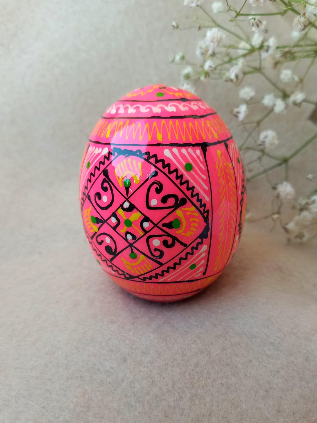Handmade Ukrainian Pysanka Easter Egg, Painted Wood Decor - Etsy