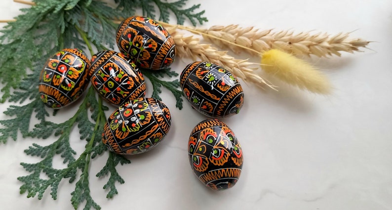 Set of 6 Small Ukrainian Painted Wooden Easter Eggs Ukraine Pysanky ...