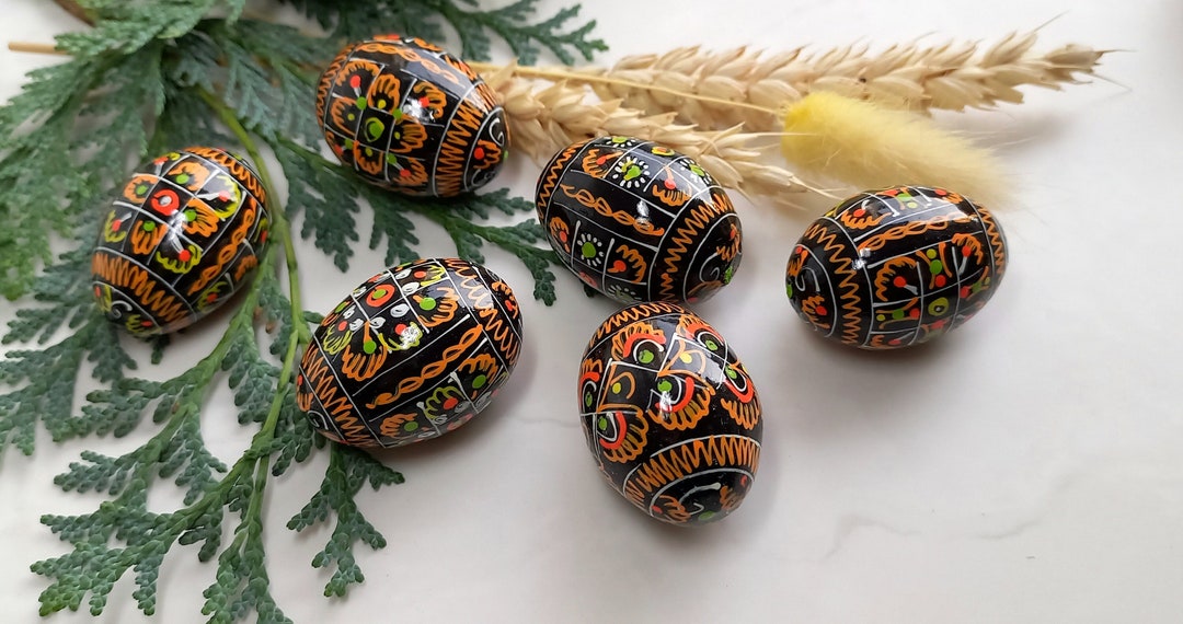 Set of 6 Small Ukrainian Painted Wooden Easter Eggs Ukraine Pysanky ...