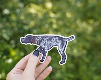German Shorthaired Pointer Dog Sticker: Black Roan GSP Vinyl Decal