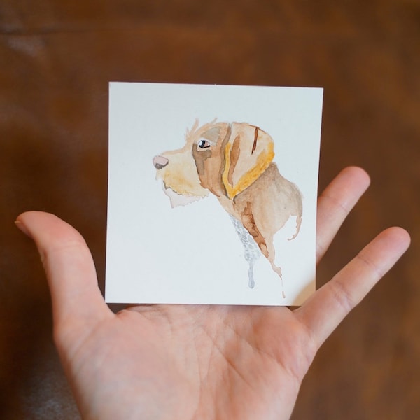 Custom Watercolor Pet Portrait Square Mini 3.5x3.5" | Unique Painting Art of your Dog Cat Rabbit Horse Reptile Hedgehog and more