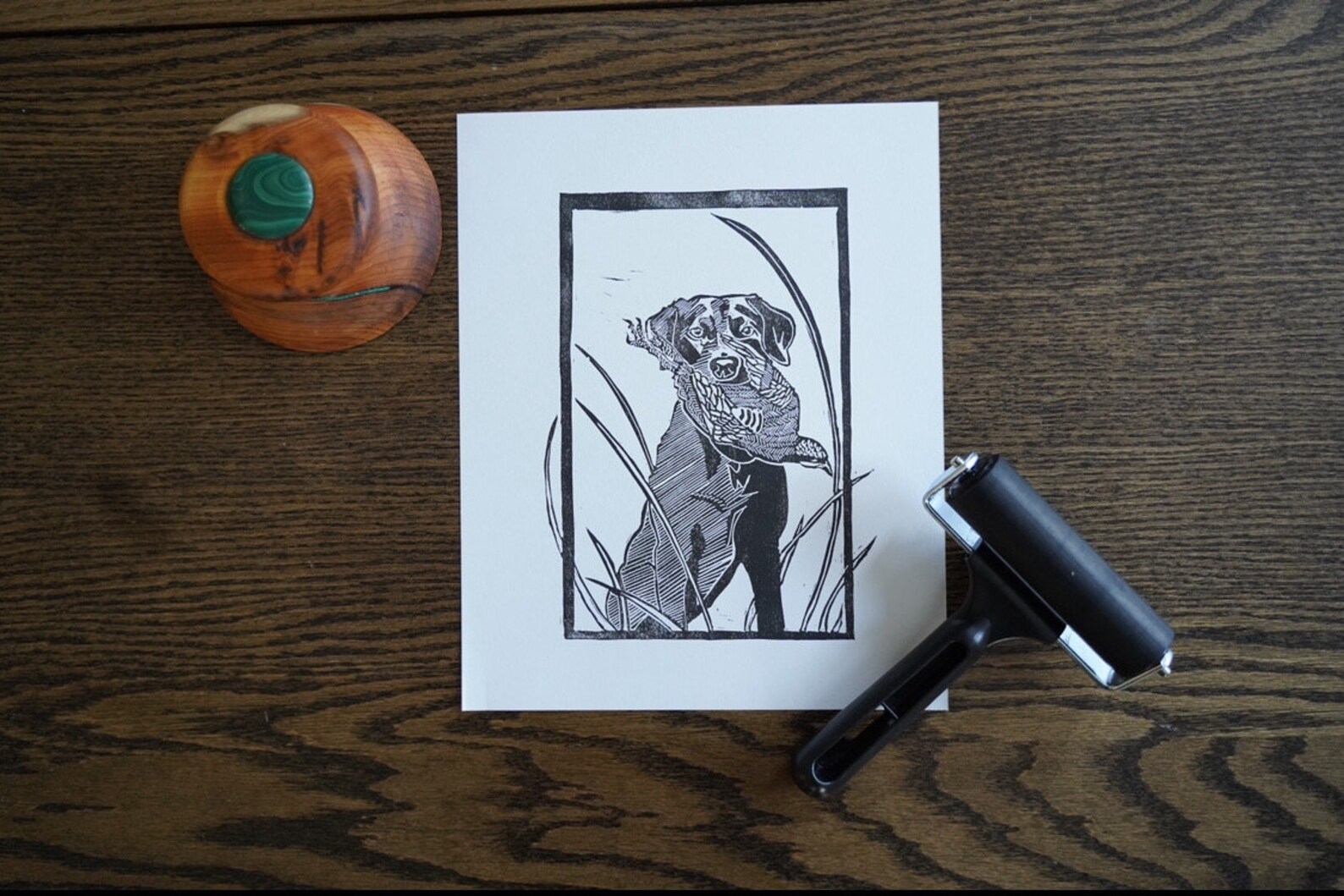 Labrador Holding Chukkar Linocut Print Hand Printed - Etsy