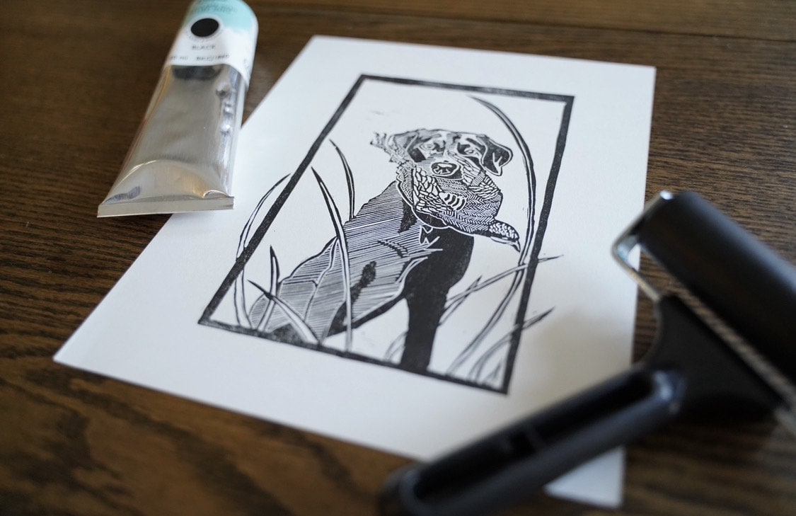 Labrador Holding Chukkar Linocut Print Hand Printed - Etsy