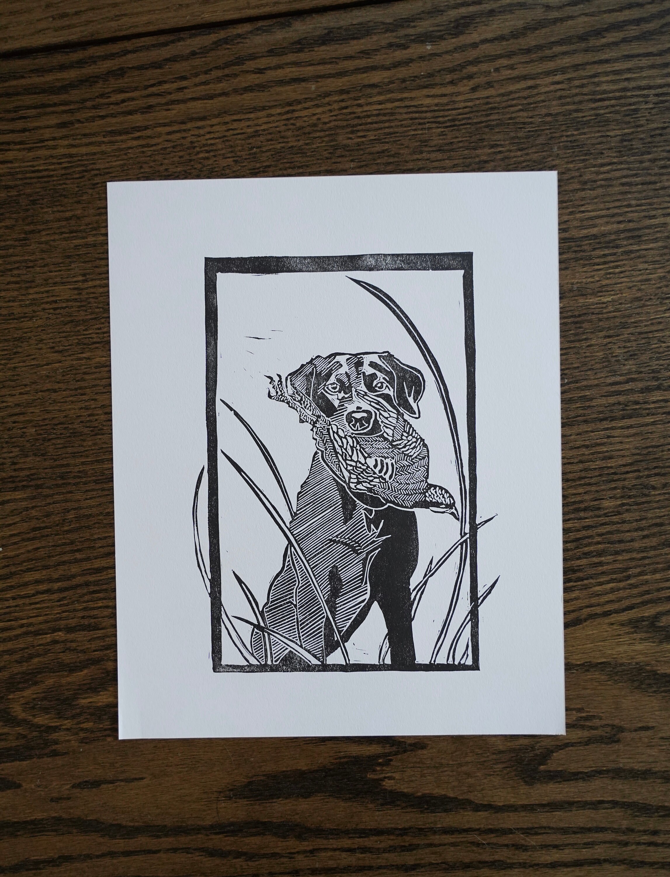 Labrador Holding Chukkar Linocut Print Hand Printed - Etsy