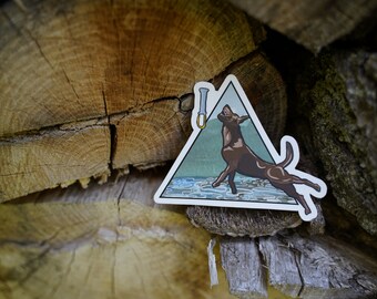 Chocolate Lab Dock Diving Vinyl Sticker: Waterproof Dog Decal