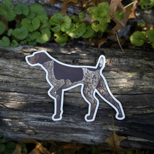 Liver Roan German Shorthaired Pointer Dog Pointing 5&quot; Die Cut Vinyl Sticker Decal: Durable Matte-Finish Active