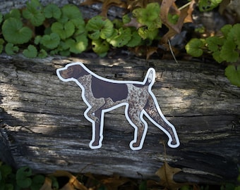 Liver Roan German Shorthaired Pointer Dog Pointing 5" Die Cut Vinyl Sticker Decal: Durable Matte-Finish Active