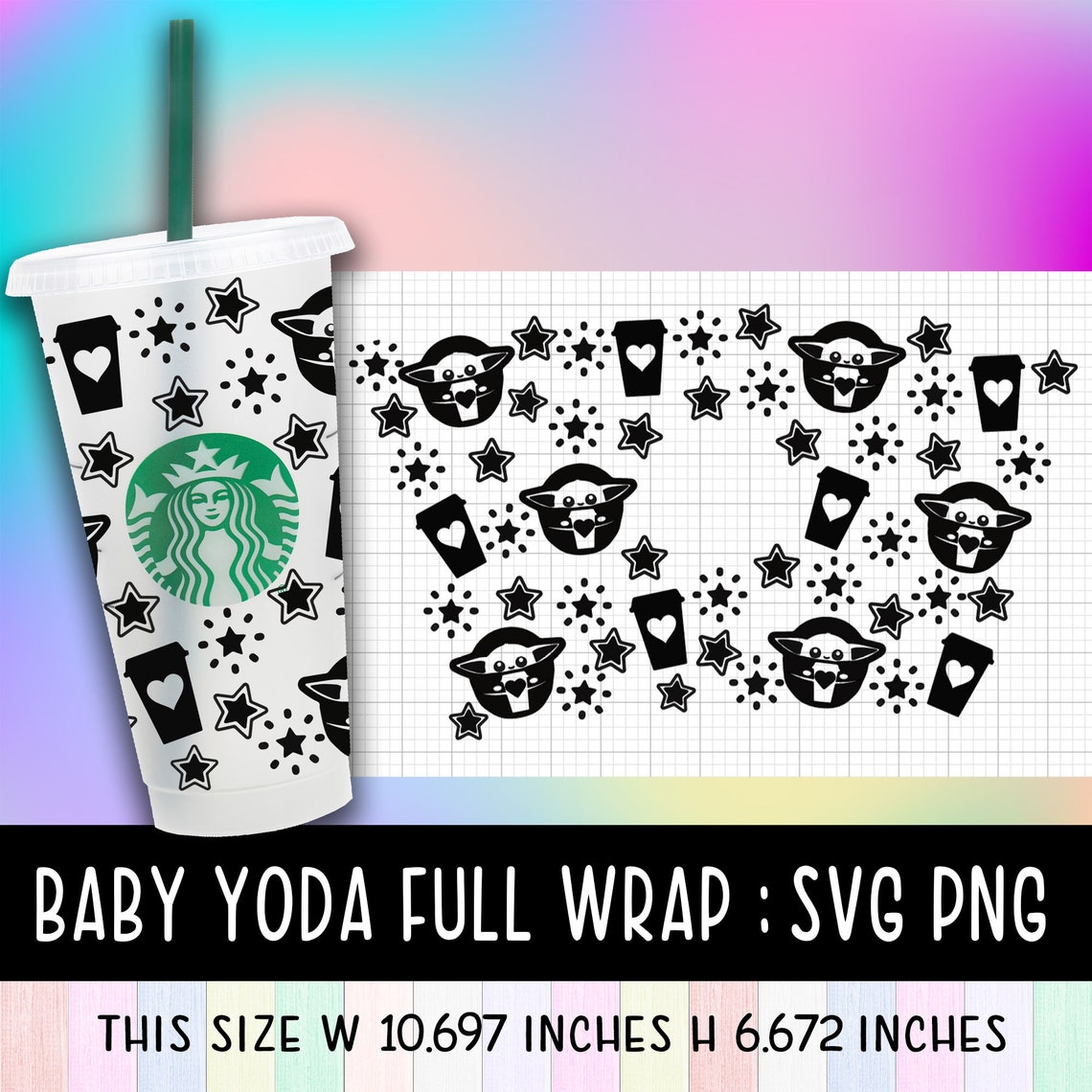 Full Wrap Starbucks Baby Yoda Cold Cup Svg Dyi Venti Cup Etsy