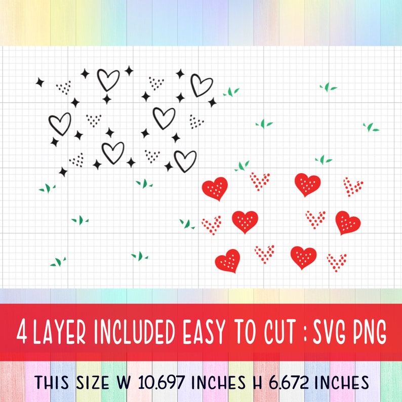 Strawberry heart svg,Full Wrap Strawberry Starbucks Cup Svg,Strawberry Heart Love svg,strawberry svg,heart svg,Valentine svg,Starbucks Wrap