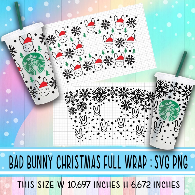Download Christmas Bad Bunny svgFull Wrap Starbucks Bad Bunny | Etsy