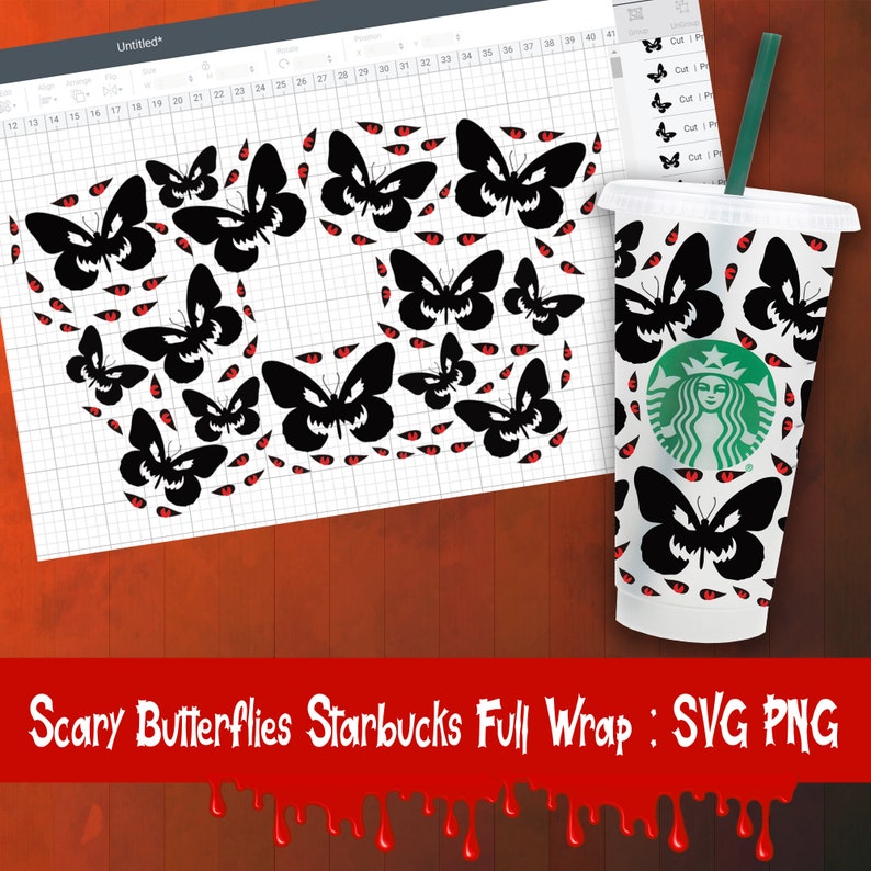 Download Scary Butterflies Starbucks Cup SVG Halloween Starbuck ...