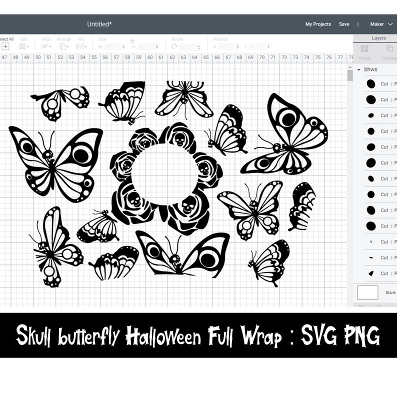 Download Full Wrap Starbucks Skull butterfly Halloween Cold Cup SVG ...
