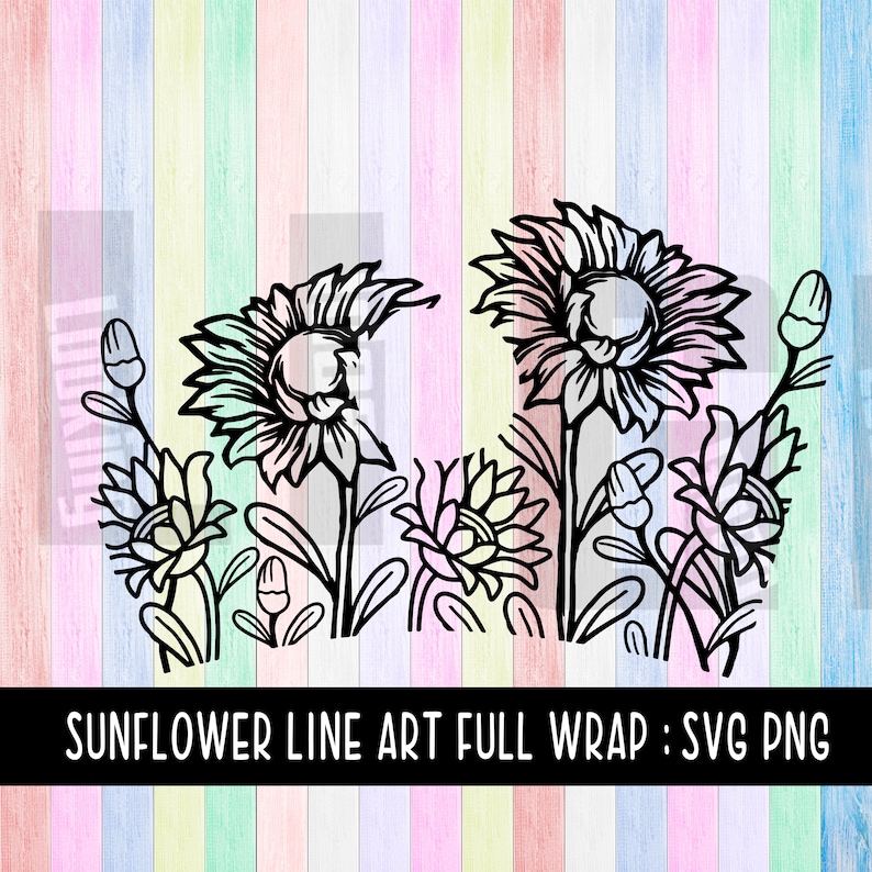 Download Full Wrap Starbucks Sunflower line art Cold Cup SVG DYI | Etsy