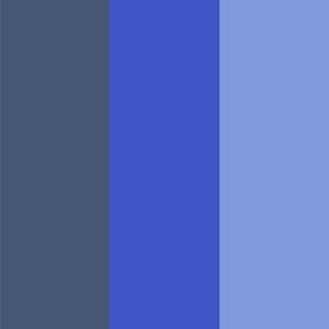 May include: A vertical color block design featuring three distinct shades of blue. The left section is a muted, dark blue-grey, the center is a vibrant, medium blue, and the right is a soft, light blue.
