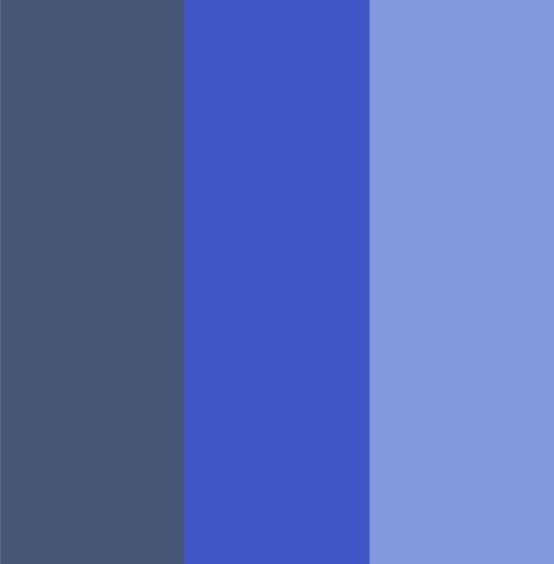 May include: A vertical color block design featuring three distinct shades of blue. The left section is a muted, dark blue-grey, the center is a vibrant, medium blue, and the right is a soft, light blue.