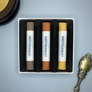 Doos met 3 handgemaakte droge pastels – “Vintage Trio” – Professionele handgemaakte pastels | Hoogwaardige en levendige pigmenten voor fijne kunst